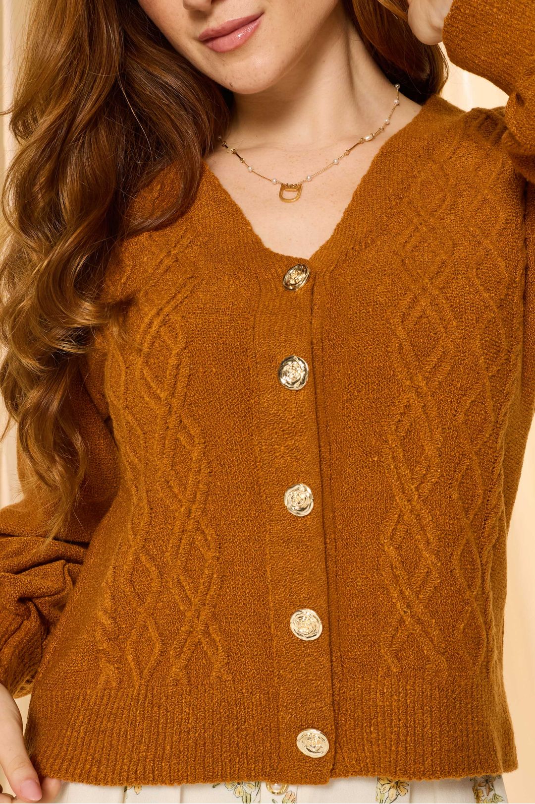 CARDIGAN DE TRICOT HONEY - CARAMELO - Toda Frida