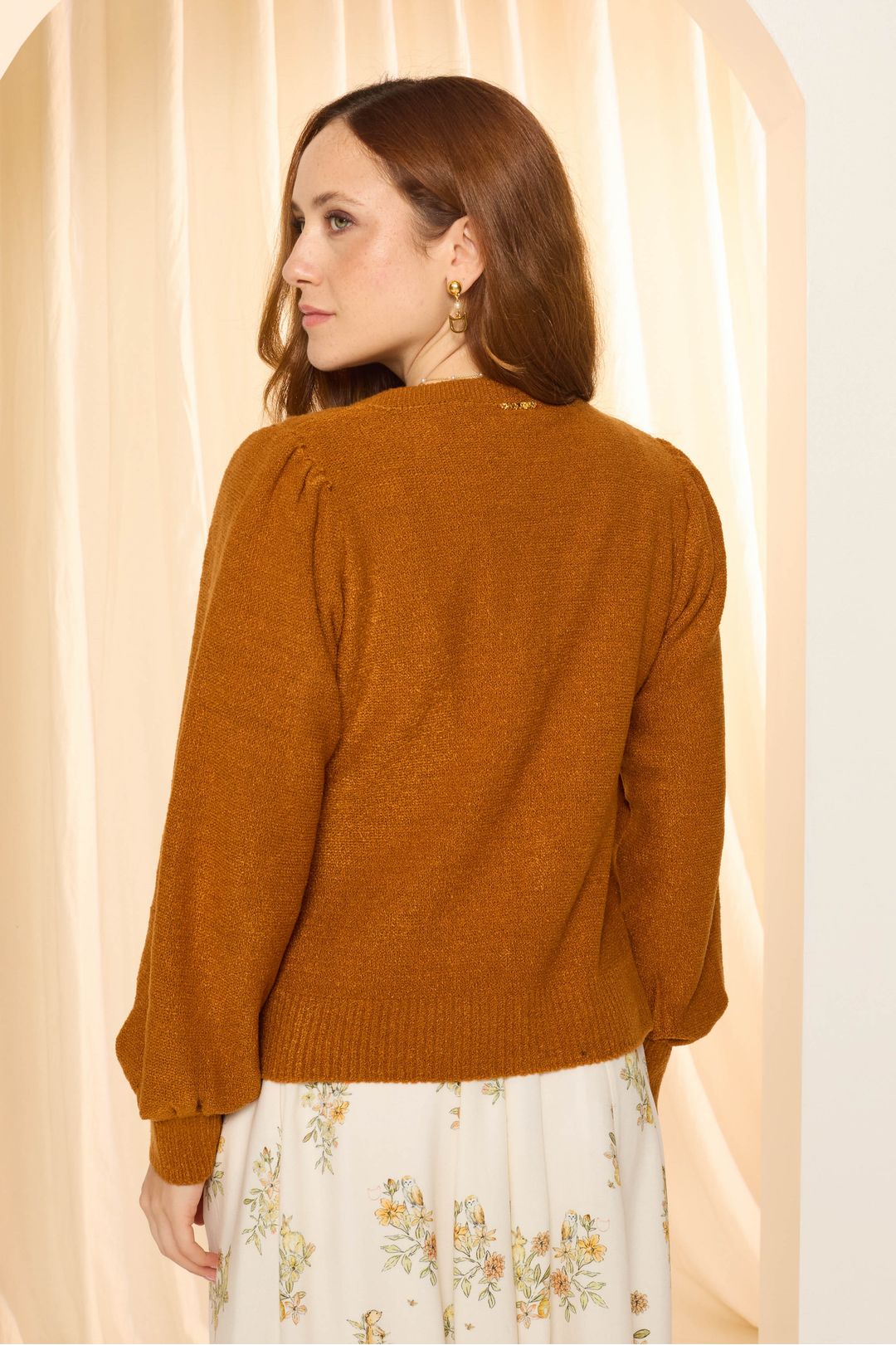 CARDIGAN DE TRICOT HONEY - CARAMELO - Toda Frida
