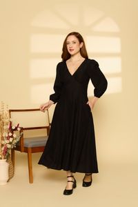 Vestido Super Midi Mackenzie - Preto + Corselet Underbust Bordado