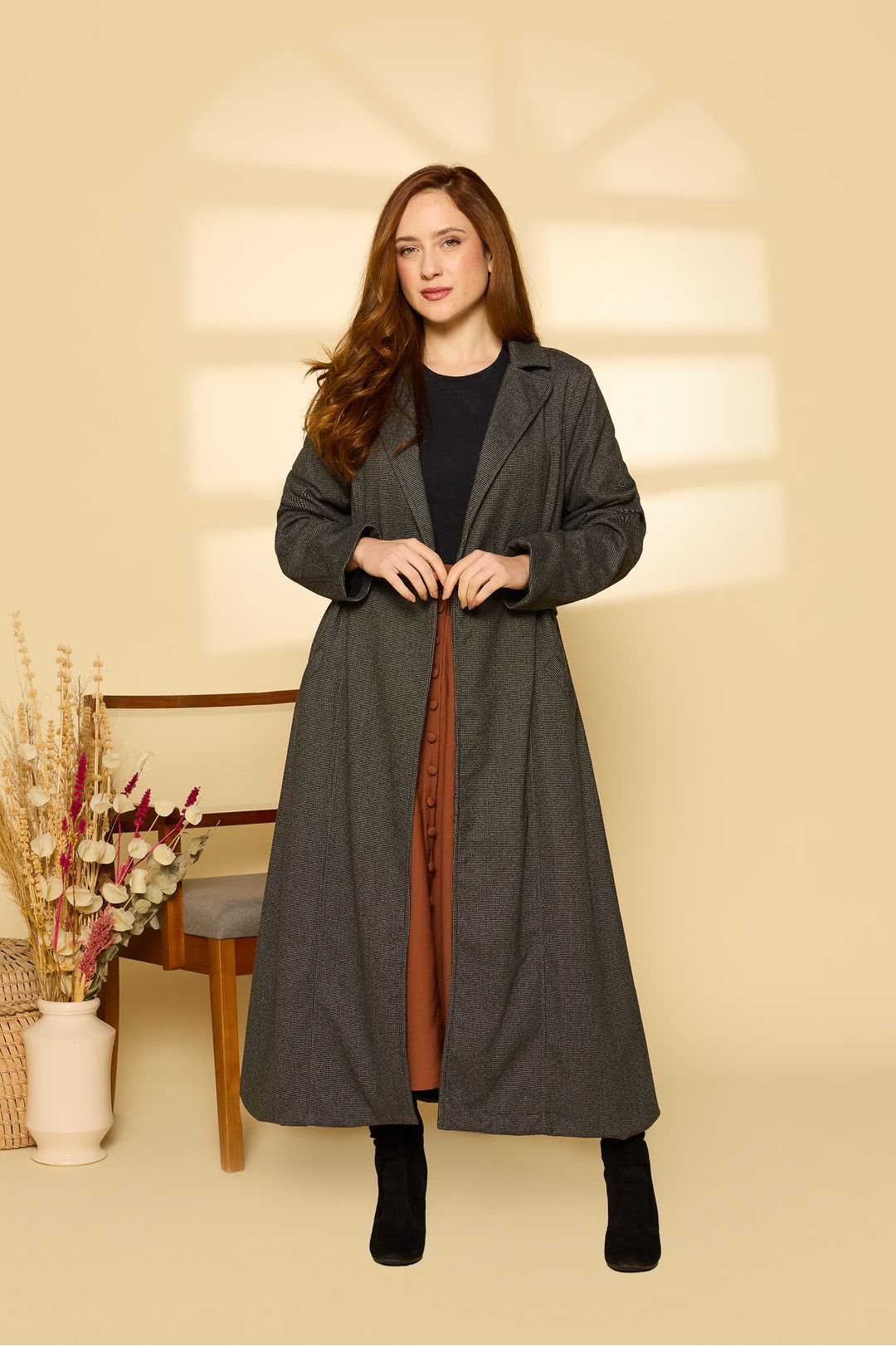 Casaco De Lã Batida Timeless Xadrez - Preto - Toda Frida - Toda Frida